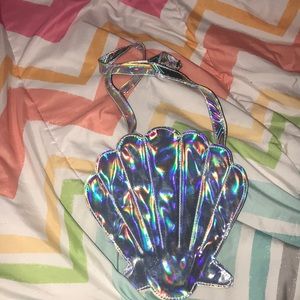 Metallic seashell purse